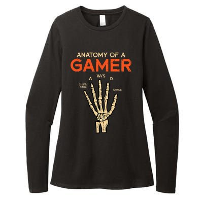 Anatomy Of A Gamer Skeleton Hand Funny Womens CVC Long Sleeve Shirt