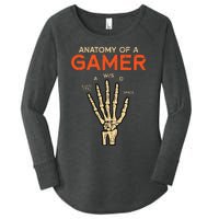 Anatomy Of A Gamer Skeleton Hand Funny Women's Perfect Tri Tunic Long Sleeve Shirt