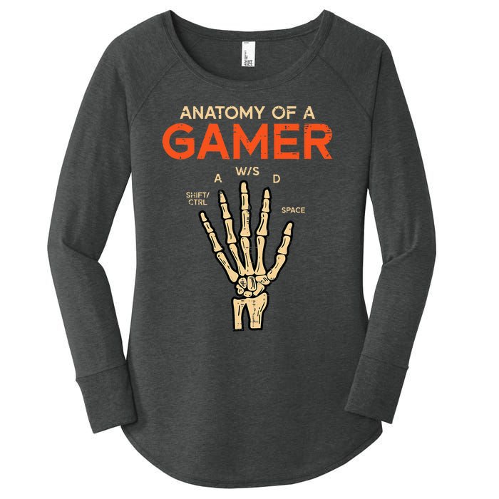 Anatomy Of A Gamer Skeleton Hand Funny Women's Perfect Tri Tunic Long Sleeve Shirt