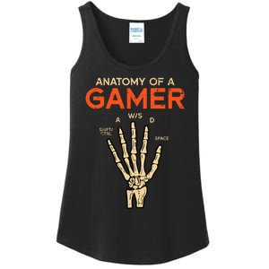 Anatomy Of A Gamer Skeleton Hand Funny Ladies Essential Tank