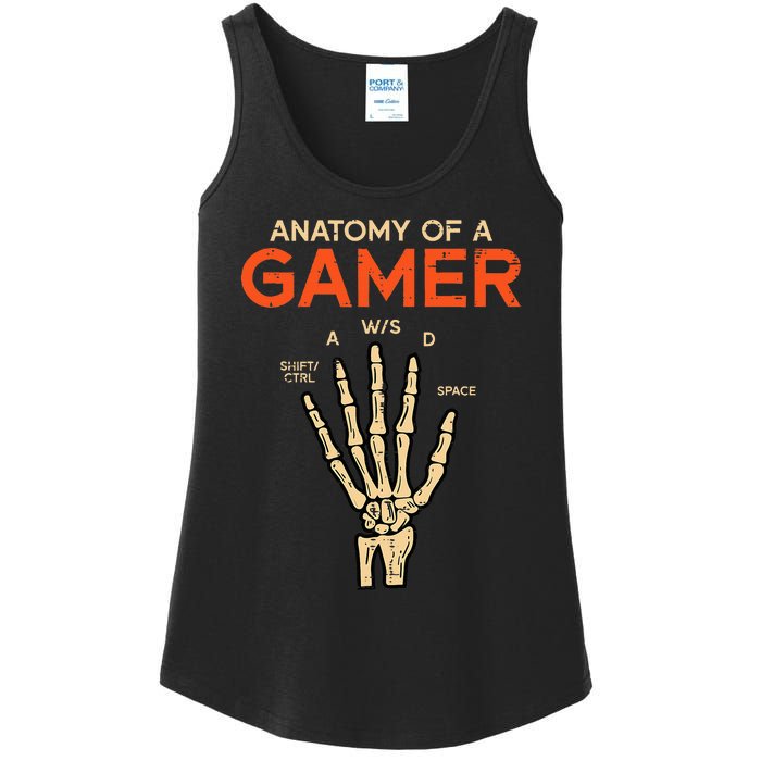 Anatomy Of A Gamer Skeleton Hand Funny Ladies Essential Tank