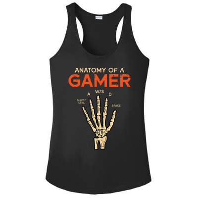 Anatomy Of A Gamer Skeleton Hand Funny Ladies PosiCharge Competitor Racerback Tank