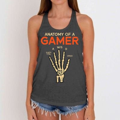 Anatomy Of A Gamer Skeleton Hand Funny Women's Knotted Racerback Tank