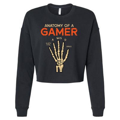 Anatomy Of A Gamer Skeleton Hand Funny Cropped Pullover Crew