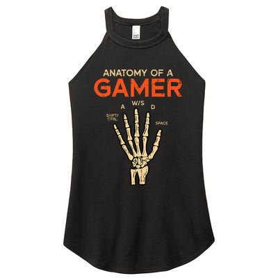 Anatomy Of A Gamer Skeleton Hand Funny Women's Perfect Tri Rocker Tank