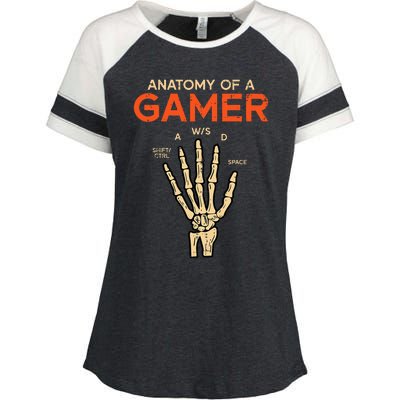 Anatomy Of A Gamer Skeleton Hand Funny Enza Ladies Jersey Colorblock Tee