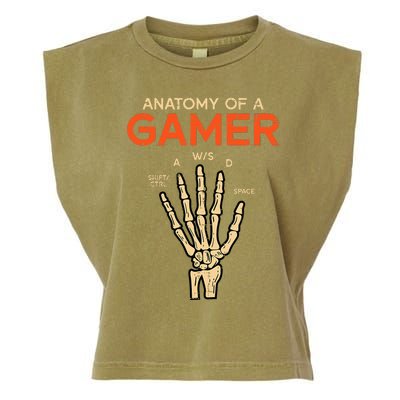 Anatomy Of A Gamer Skeleton Hand Funny Garment-Dyed Women's Muscle Tee