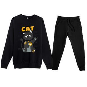 Anatomy Of A Black Cat Shirt, Funny Cats For Girls Premium Crewneck Sweatsuit Set