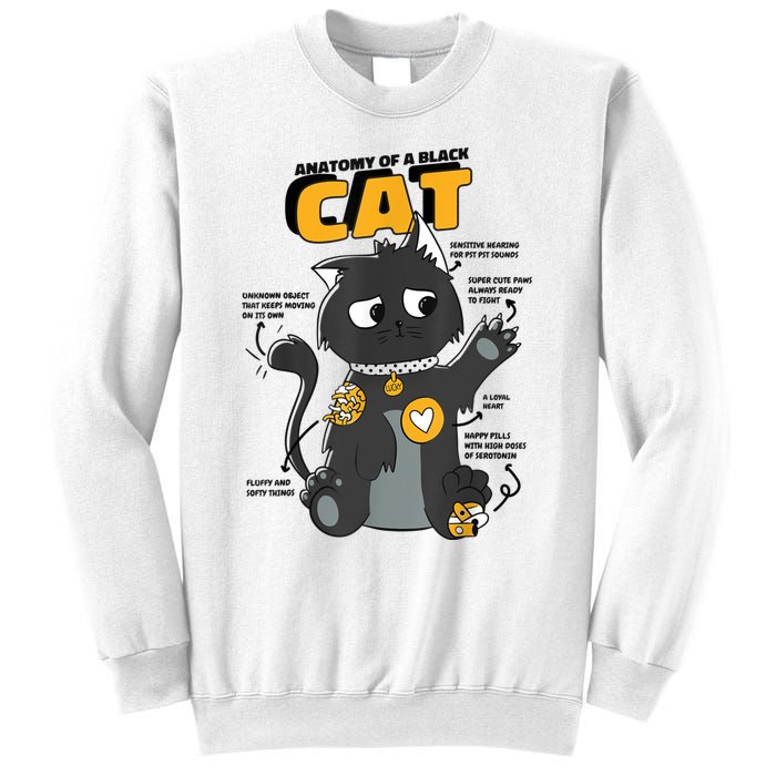 Anatomy Of A Black Cat Shirt, Funny Cats For Girls Sweatshirt