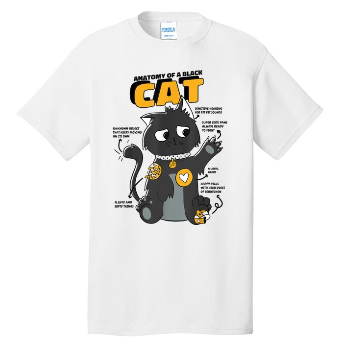 Anatomy Of A Black Cat Shirt, Funny Cats For Girls Tall T-Shirt