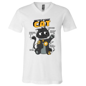 Anatomy Of A Black Cat Shirt, Funny Cats For Girls V-Neck T-Shirt