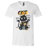 Anatomy Of A Black Cat Shirt, Funny Cats For Girls V-Neck T-Shirt