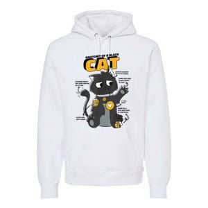 Anatomy Of A Black Cat Shirt, Funny Cats For Girls Premium Hoodie