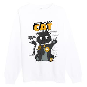 Anatomy Of A Black Cat Shirt, Funny Cats For Girls Premium Crewneck Sweatshirt