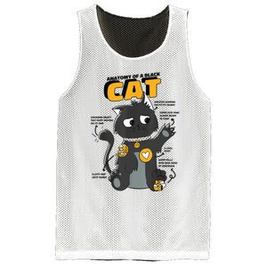 Anatomy Of A Black Cat Shirt, Funny Cats For Girls Mesh Reversible Basketball Jersey Tank