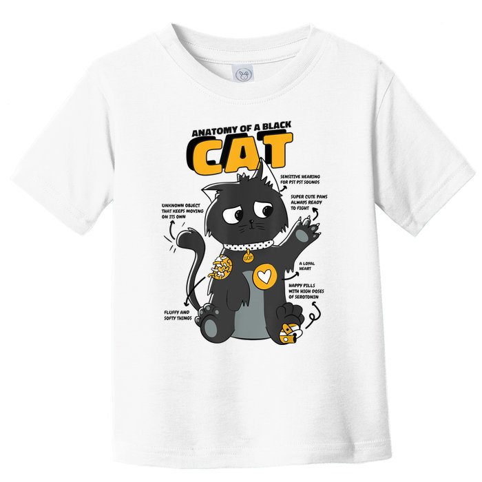 Anatomy Of A Black Cat Shirt, Funny Cats For Girls Toddler T-Shirt