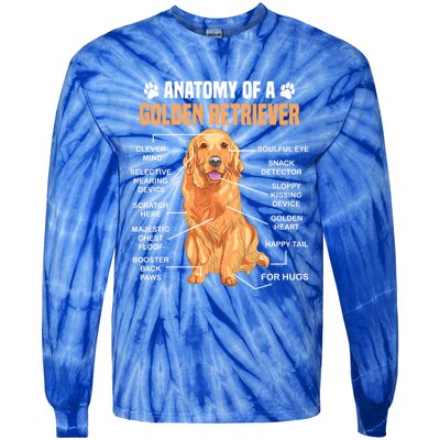 Anatomy Of A Golden Retriever Funny Dog Lovers Gift Tie-Dye Long Sleeve Shirt