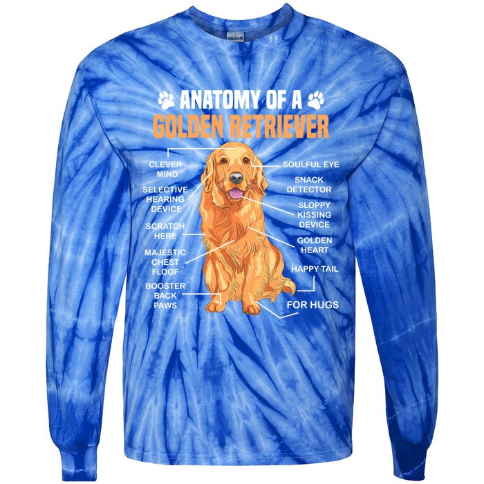 Anatomy Of A Golden Retriever Funny Dog Lovers Gift Tie-Dye Long Sleeve Shirt