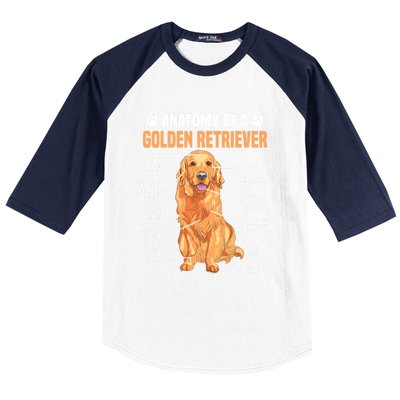 Anatomy Of A Golden Retriever Funny Dog Lovers Gift Baseball Sleeve Shirt