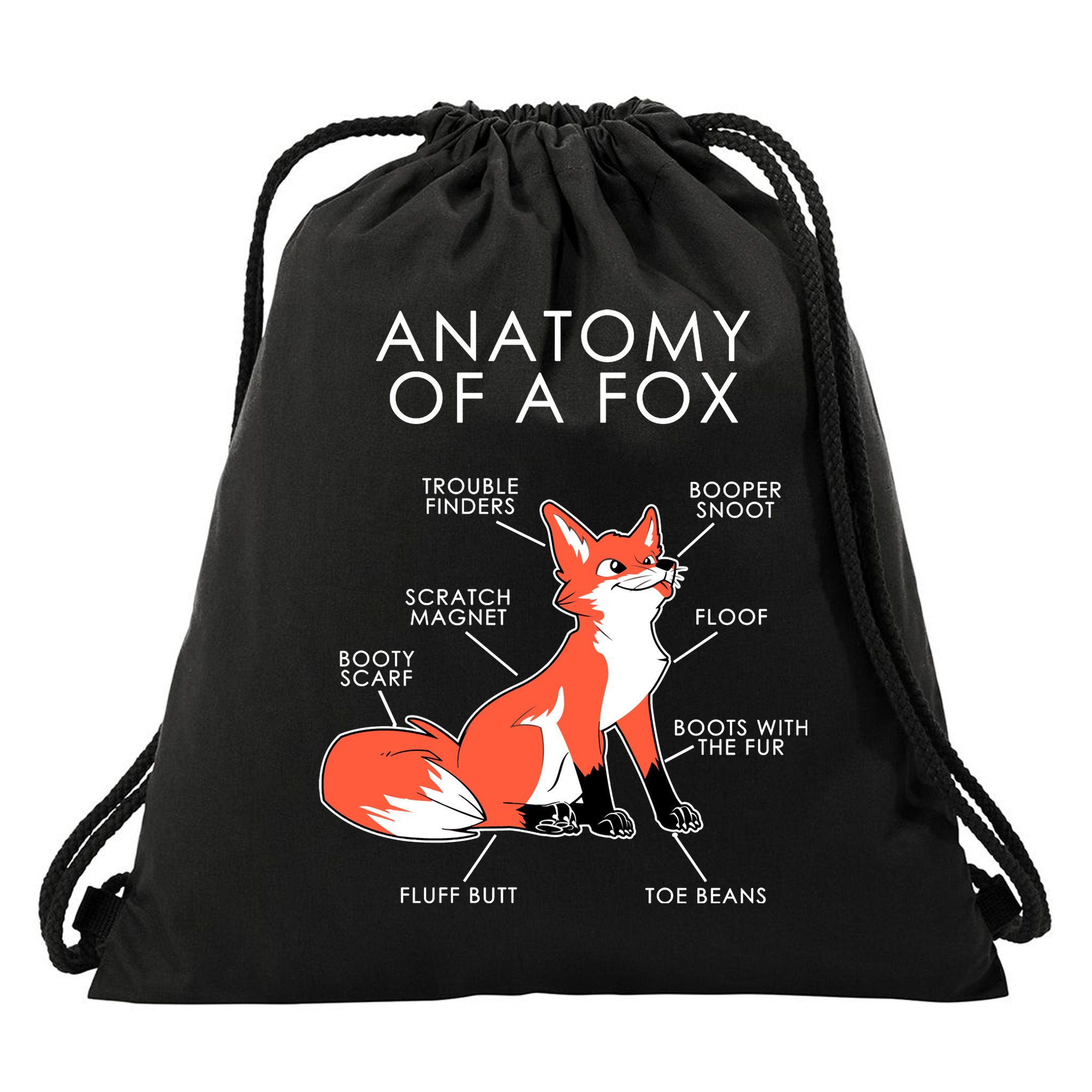 Anatomy Of A Fox Drawstring Bag
