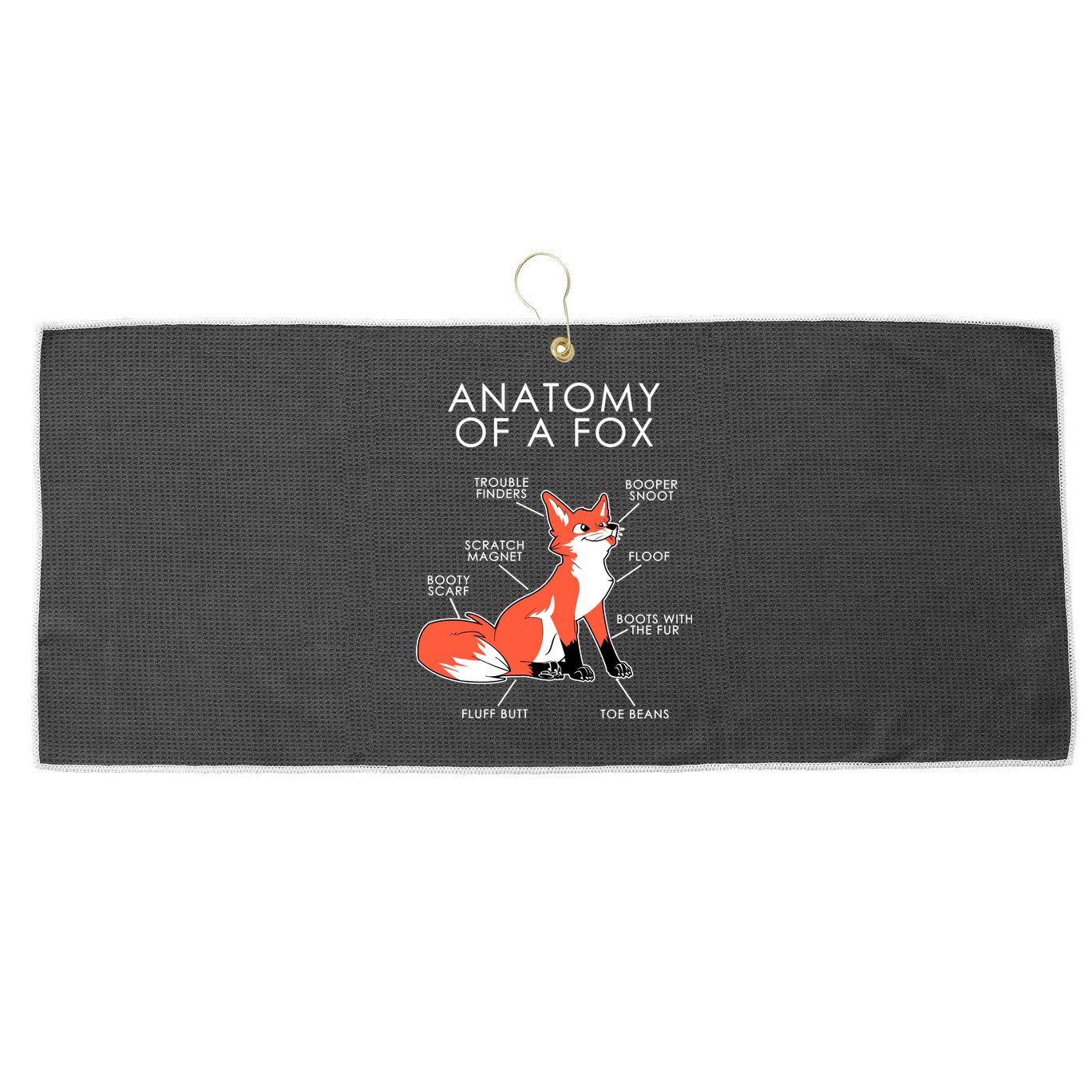 Anatomy Of A Fox Large Microfiber Waffle Golf Towel
