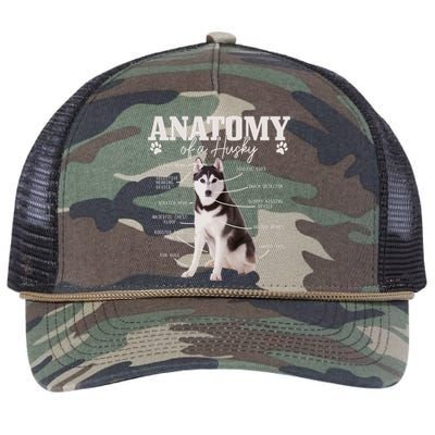 Anatomy Of A Siberian Husky Funny Cute Dog Husky Mom Dad Cute Gift Retro Rope Trucker Hat Cap