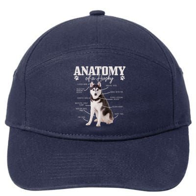 Anatomy Of A Siberian Husky Funny Cute Dog Husky Mom Dad Cute Gift 7-Panel Snapback Hat