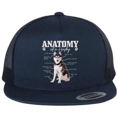 Anatomy Of A Siberian Husky Funny Cute Dog Husky Mom Dad Cute Gift Flat Bill Trucker Hat