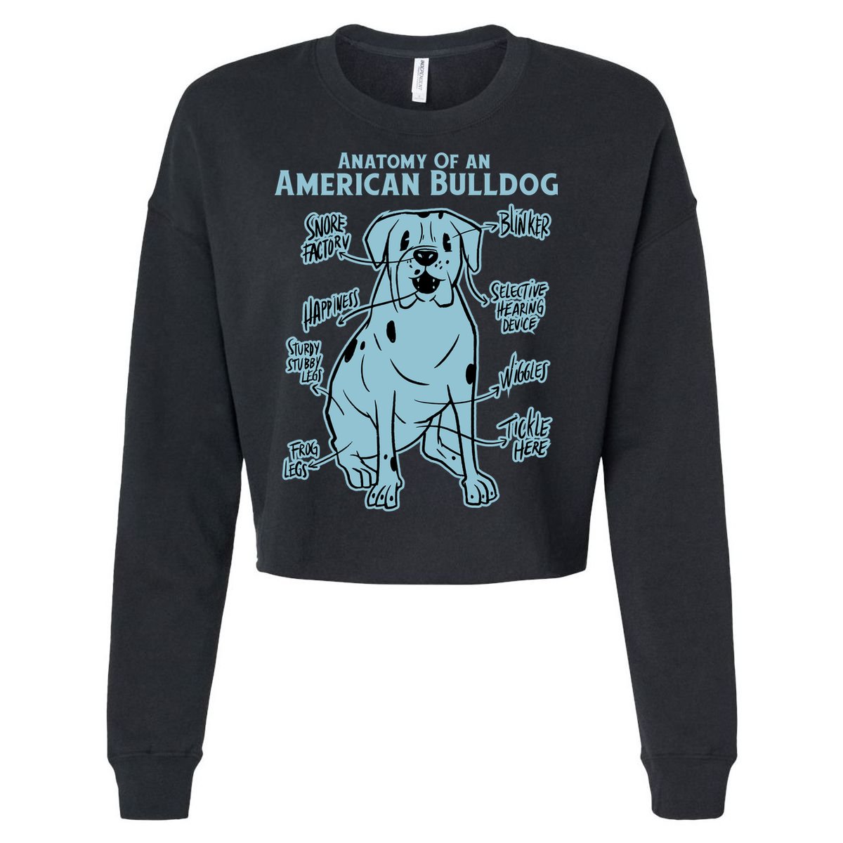 Anatomy Of An American Bulldog Cropped Pullover Crew