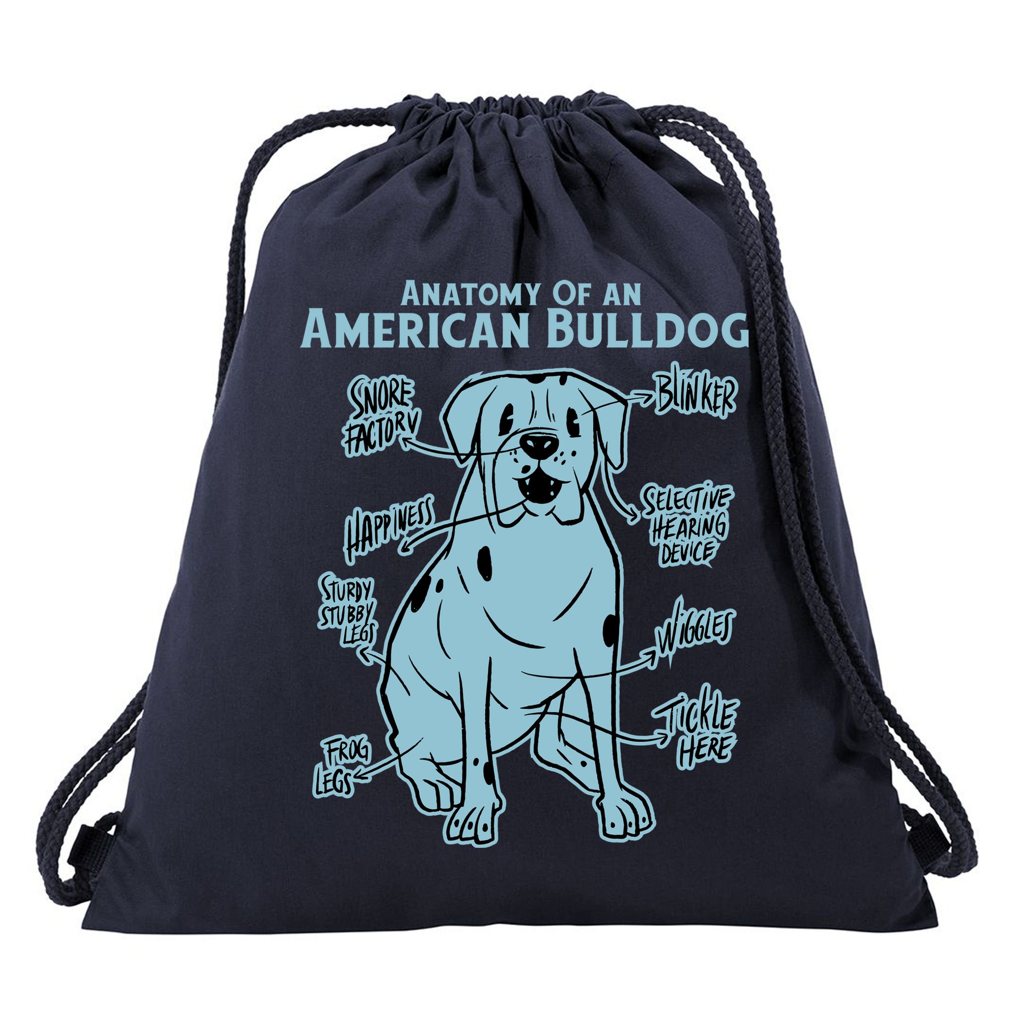 Anatomy Of An American Bulldog Drawstring Bag