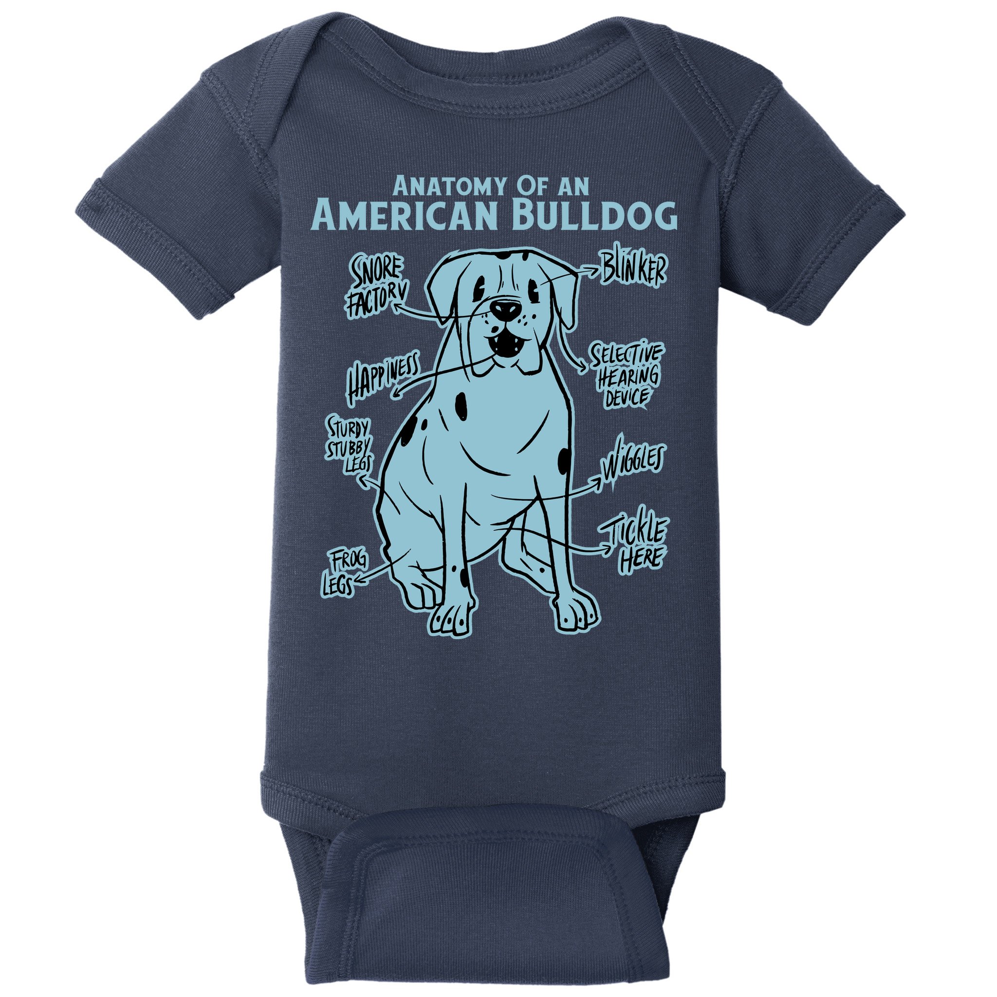 Anatomy Of An American Bulldog Baby Bodysuit