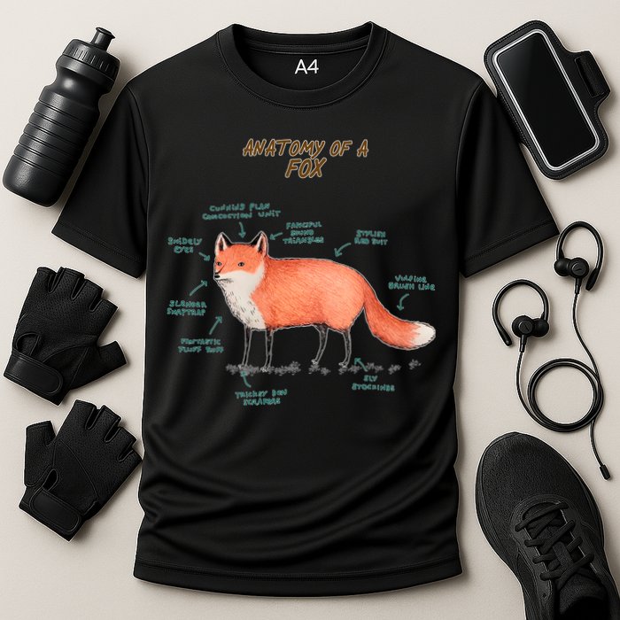 Anatomy Of A Fox Funny Cute Cooling Performance Crew T-Shirt