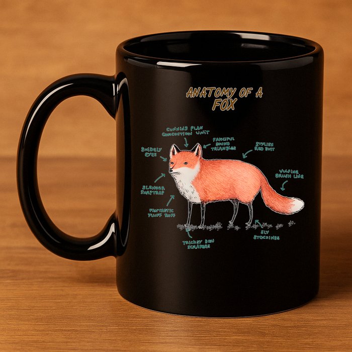 Anatomy Of A Fox Funny Cute 11oz C Handle Ceramic Mug