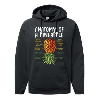 Anatomy Of A Pineapple Swinger Performance Fleece Hoodie