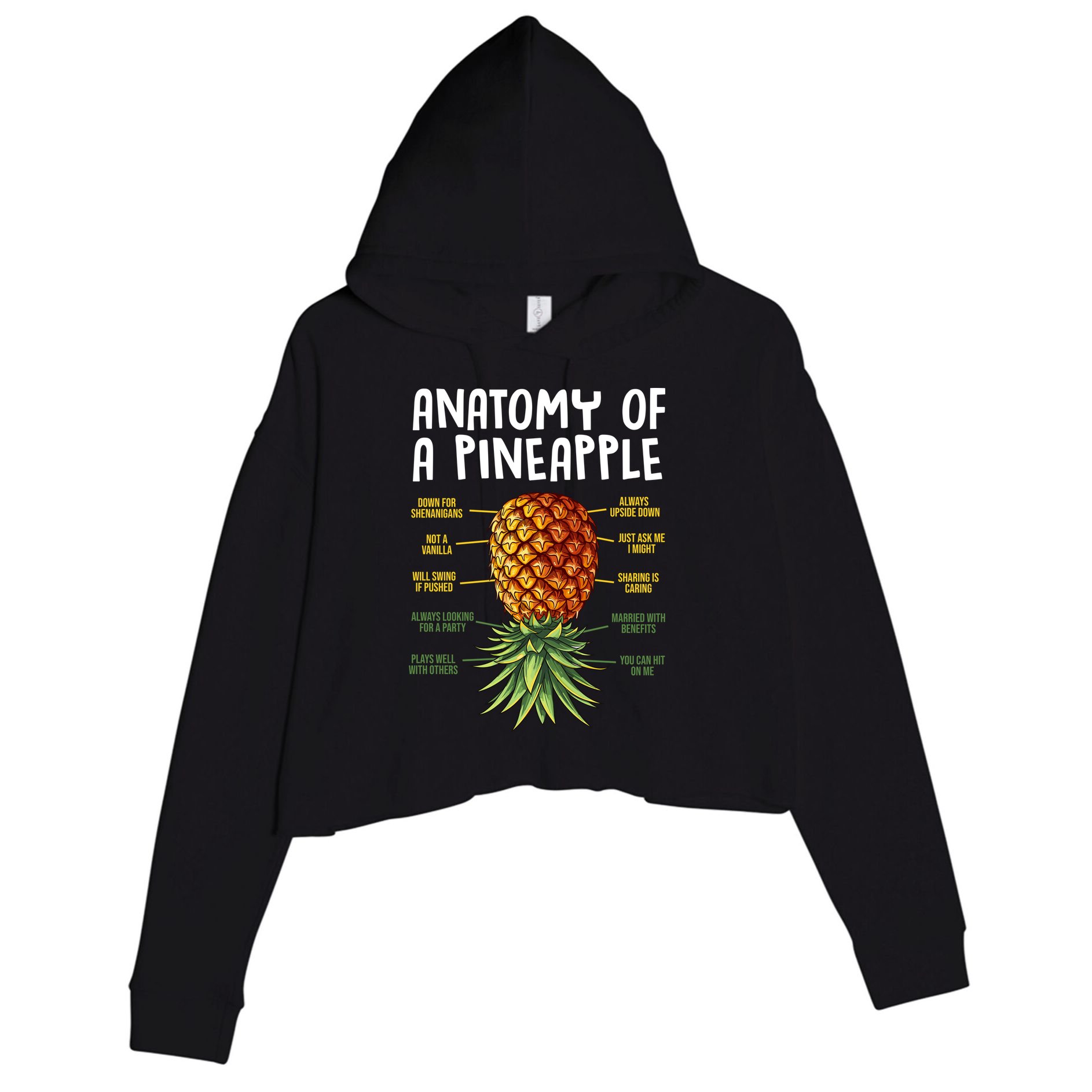 Anatomy Of A Pineapple Swinger Crop Fleece Hoodie