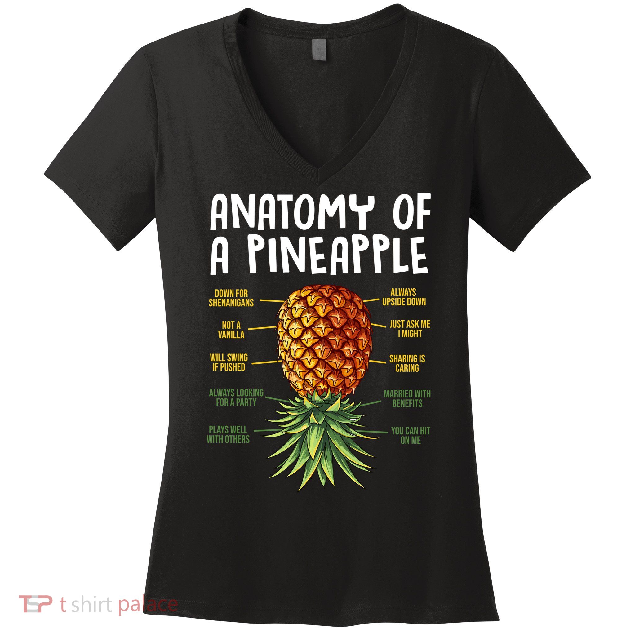 Anatomy Of A Pineapple Swinger Women's V-Neck T-Shirt
