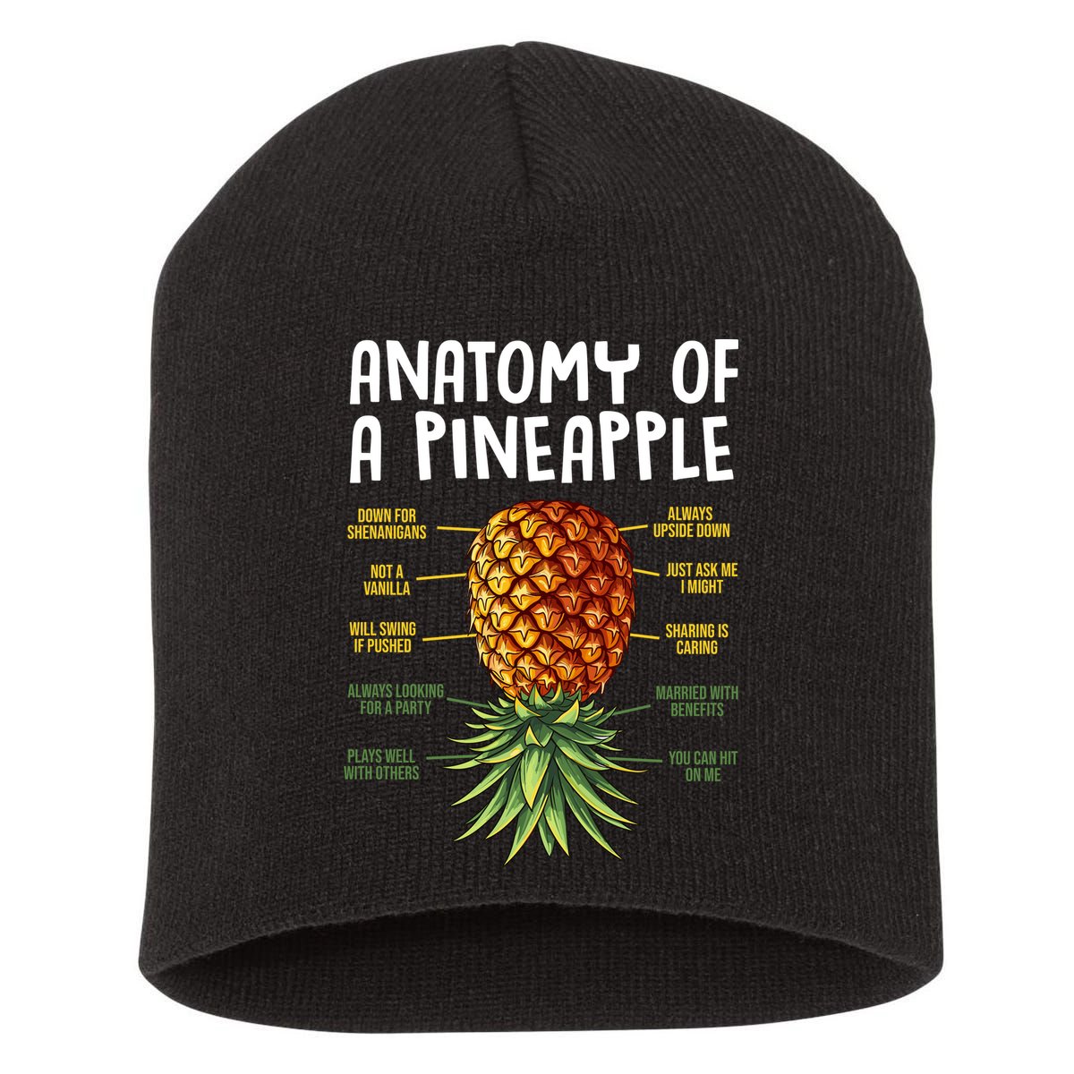 Anatomy Of A Pineapple Swinger Short Acrylic Beanie