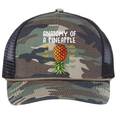 Anatomy Of A Pineapple Swinger Retro Rope Trucker Hat Cap