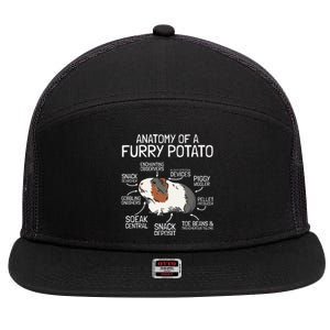 Anatomy Of A Furry Potato Guinea Pig 7 Panel Mesh Trucker Snapback Hat