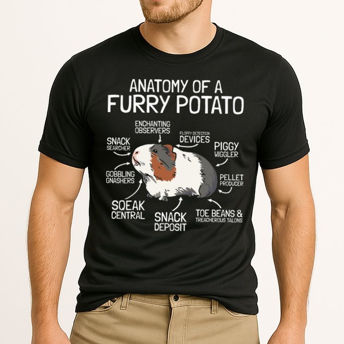 Anatomy Of A Furry Potato Guinea Pig Cooling Performance Crew T-Shirt