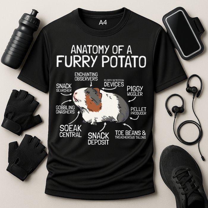 Anatomy Of A Furry Potato Guinea Pig Cooling Performance Crew T-Shirt