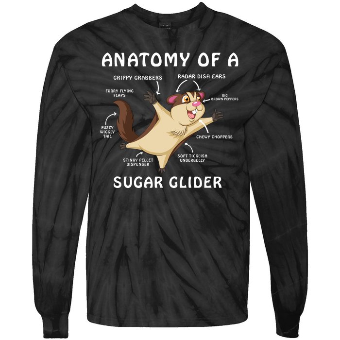 Anatomy Of A Sugar Glider Tie-Dye Long Sleeve Shirt