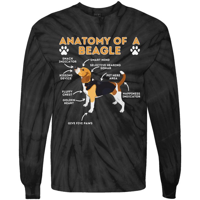 Anatomy Of A Beagle Funny Beagle Dog Lover Tie-Dye Long Sleeve Shirt