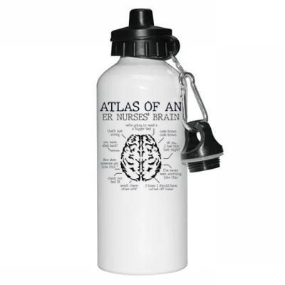 Atlas Of An ER Nurse' Brain ICU Nurse Essential Nurse Aluminum Water Bottle