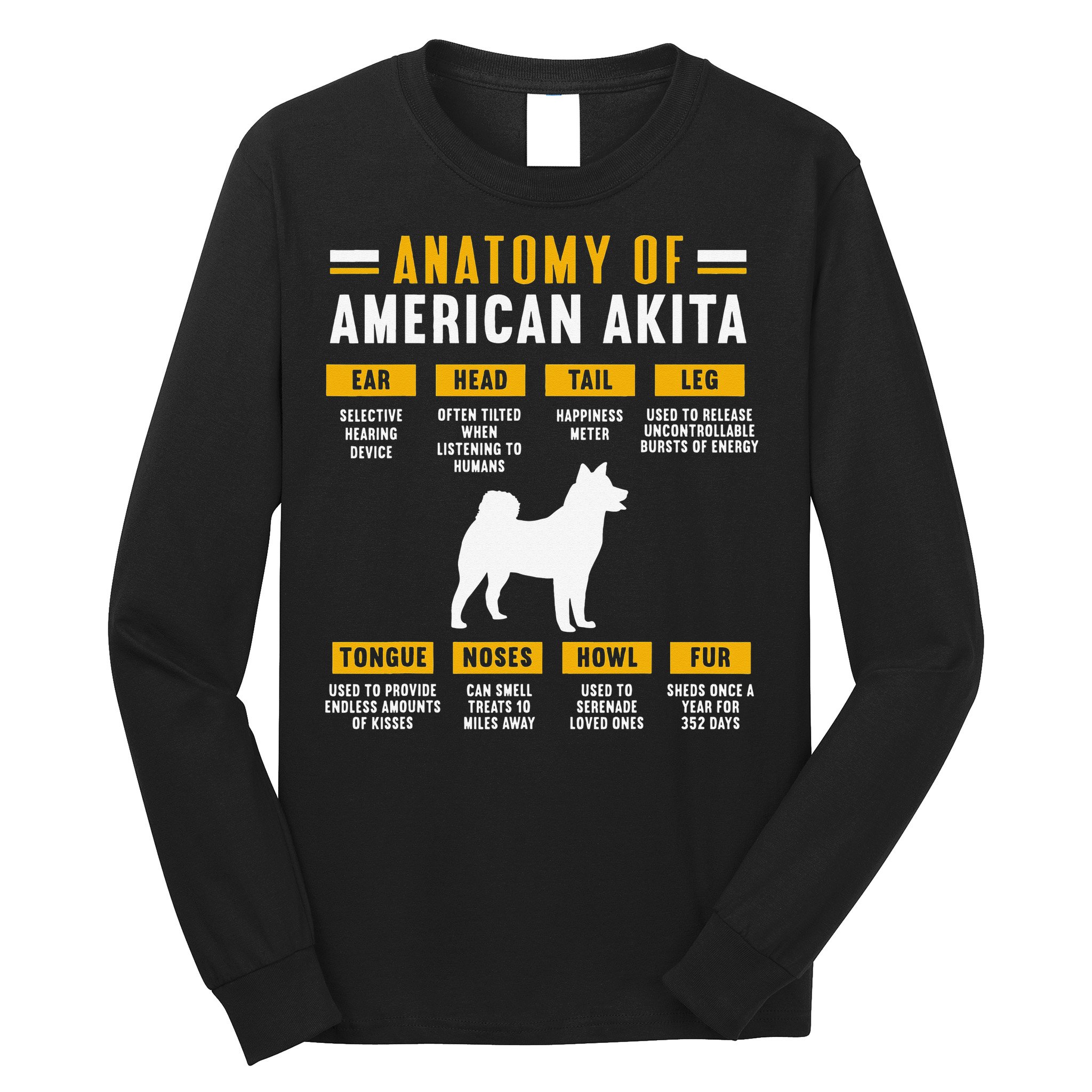 Anatomy Of An American Akita Long Sleeve Shirt