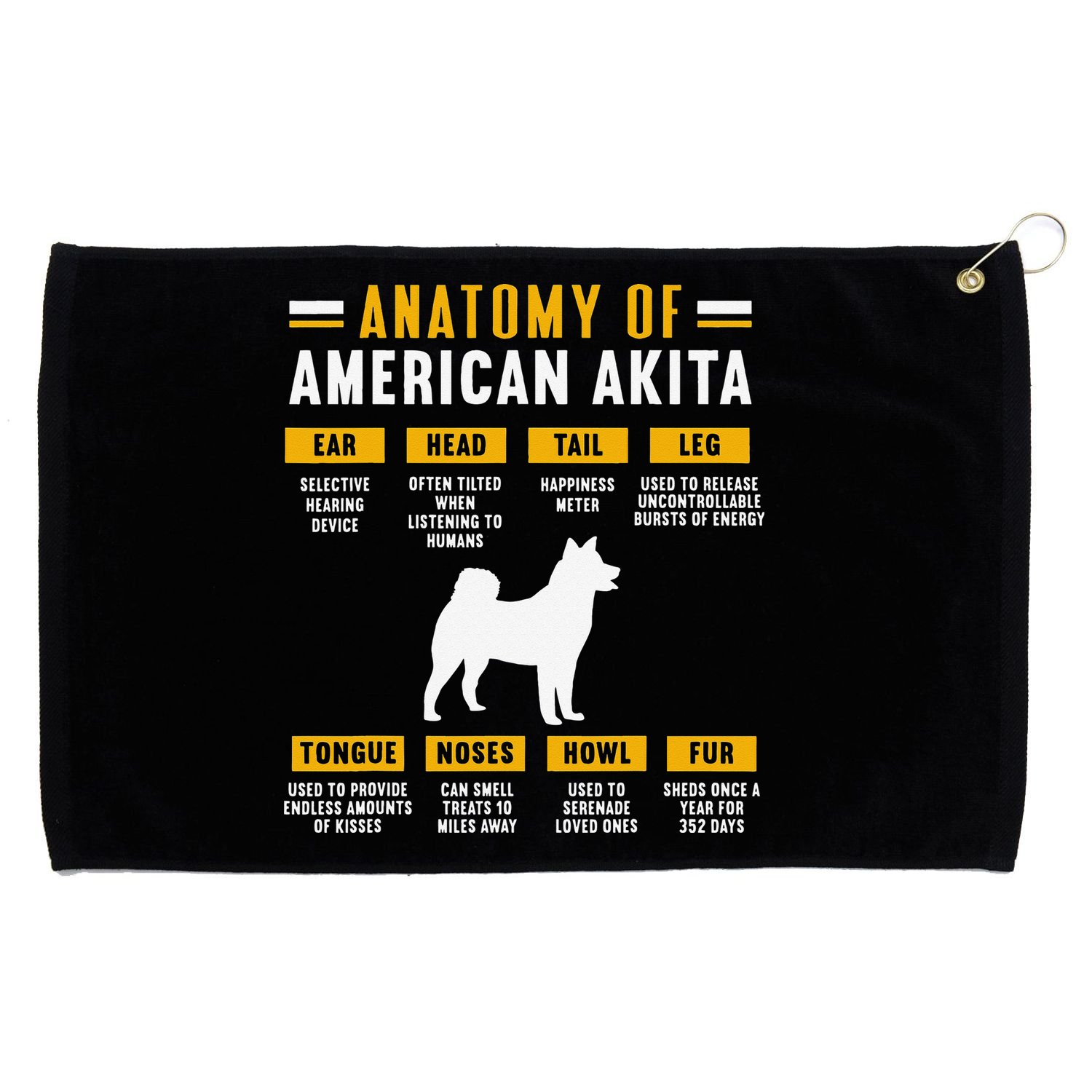 Anatomy Of An American Akita Grommeted Golf Towel