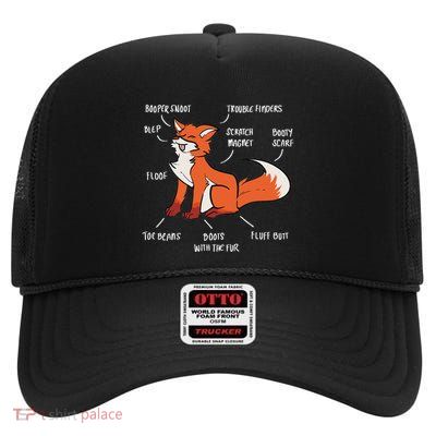 Anatomy Of A Fox Fox Lover High Crown Mesh Back Trucker Hat