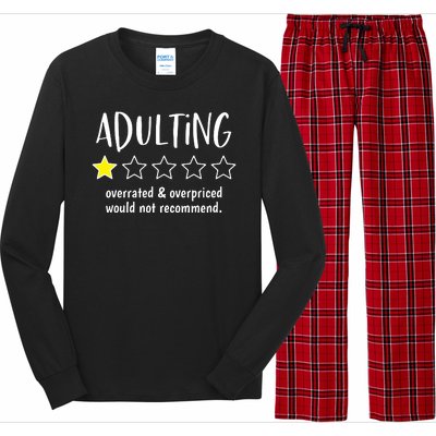 Adulting Overrated And Overpriced Would Not Recommend Funny Long Sleeve Pajama Set