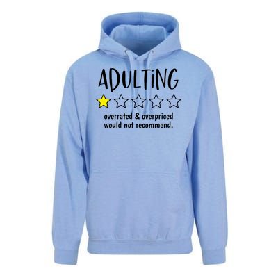 Adulting Overrated And Overpriced Would Not Recommend Funny Unisex Surf Hoodie