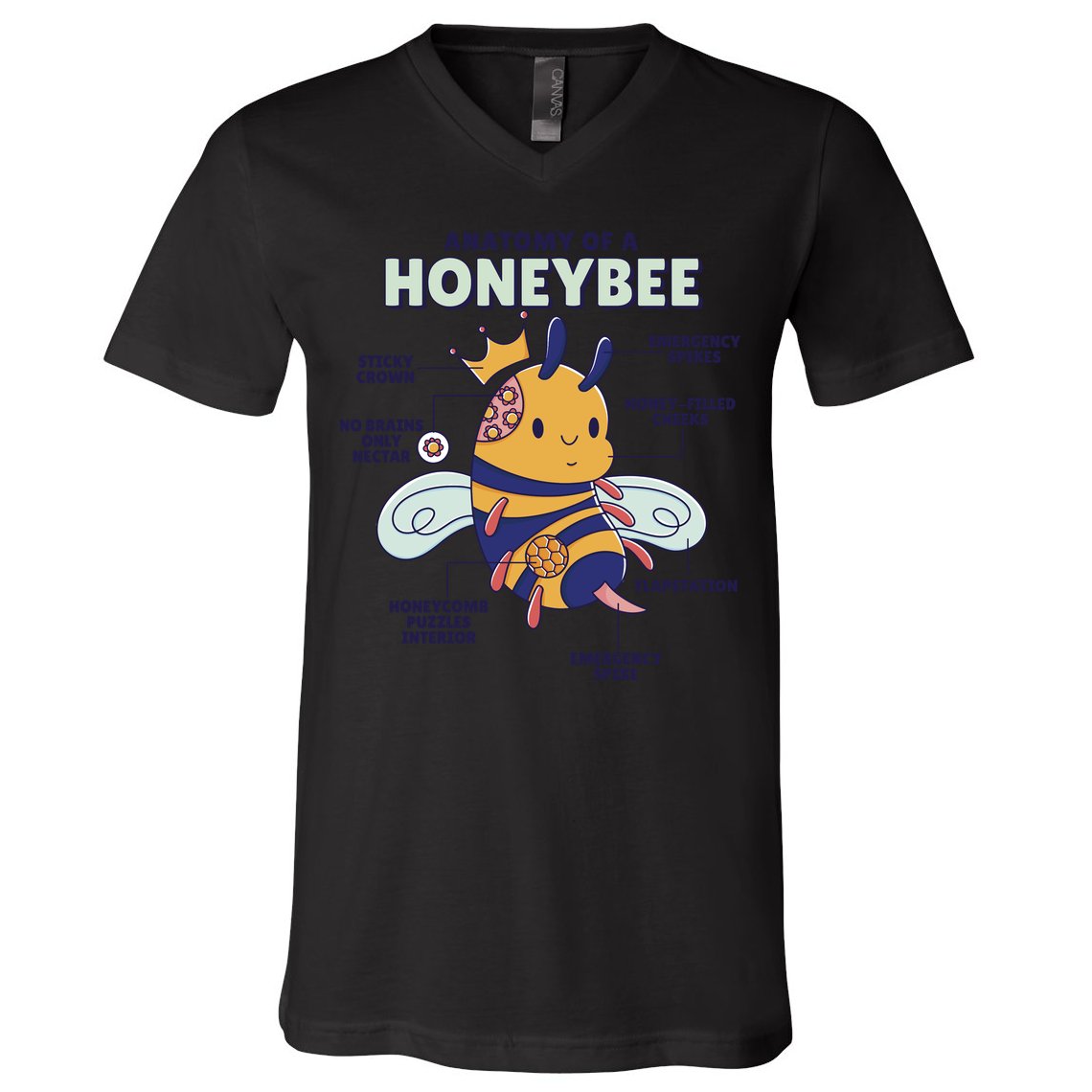 Anatomy Of A Honeybee Bumblebee V-Neck T-Shirt